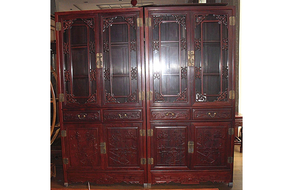 红檀木仿古明式书柜